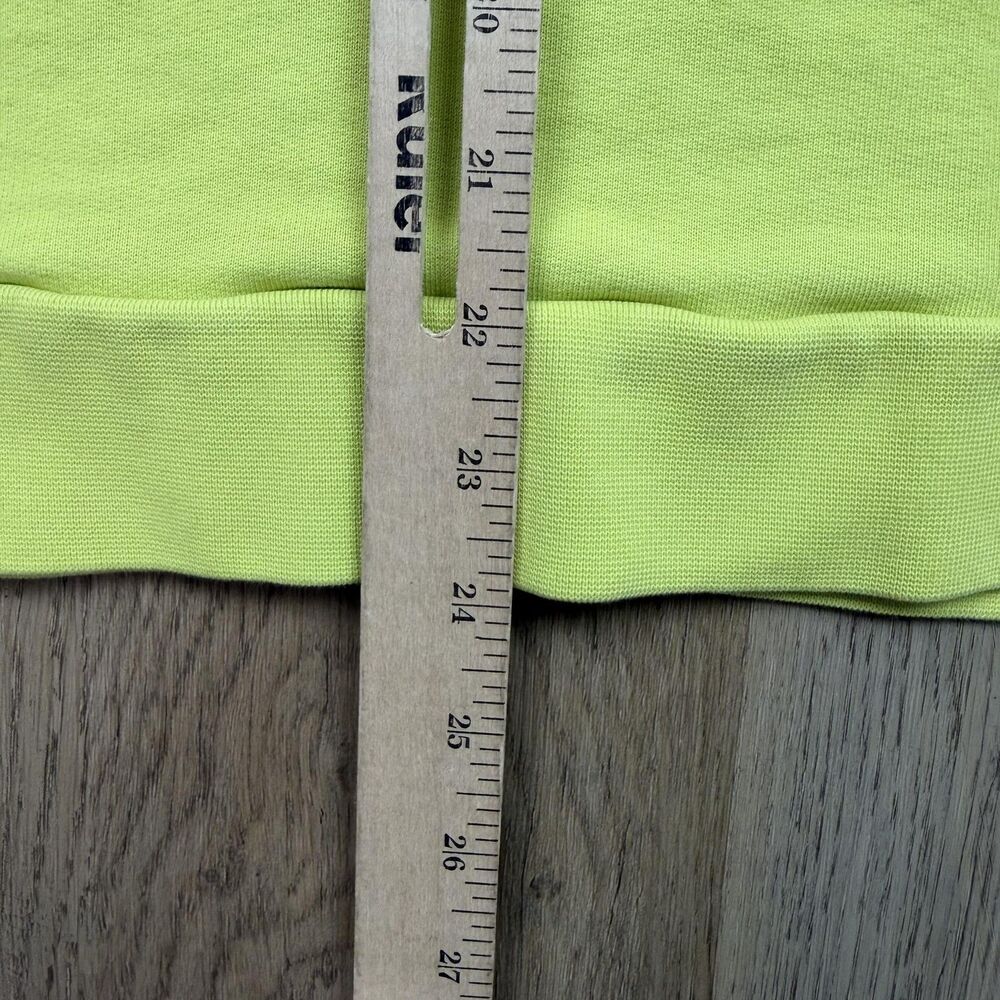 A.P.C. Hoodie Mens Large Lime Green Organic Cotton Logo Fleece Pullover - Picture 10 of 11